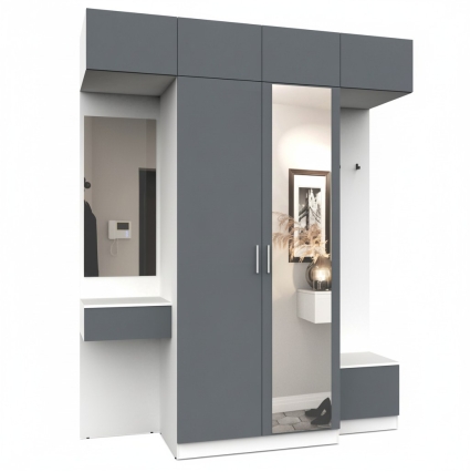 Набор мебели для прихожей "Марсель-260" МР 01-260 В2490 Ш2000 Г580 (ЛДСП Графит серый)